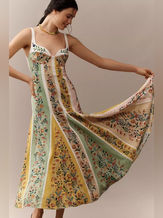 FARM Rio Dresses & Skirts - FARM RIO DELICATE FLORAL STRIPES MIDI DRESS SZ XL NWT